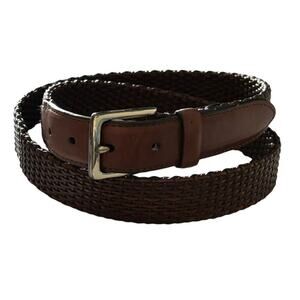 Mens Leather Belt Weave Brown Size 44 Man Made Materials Vegan Faux Leather